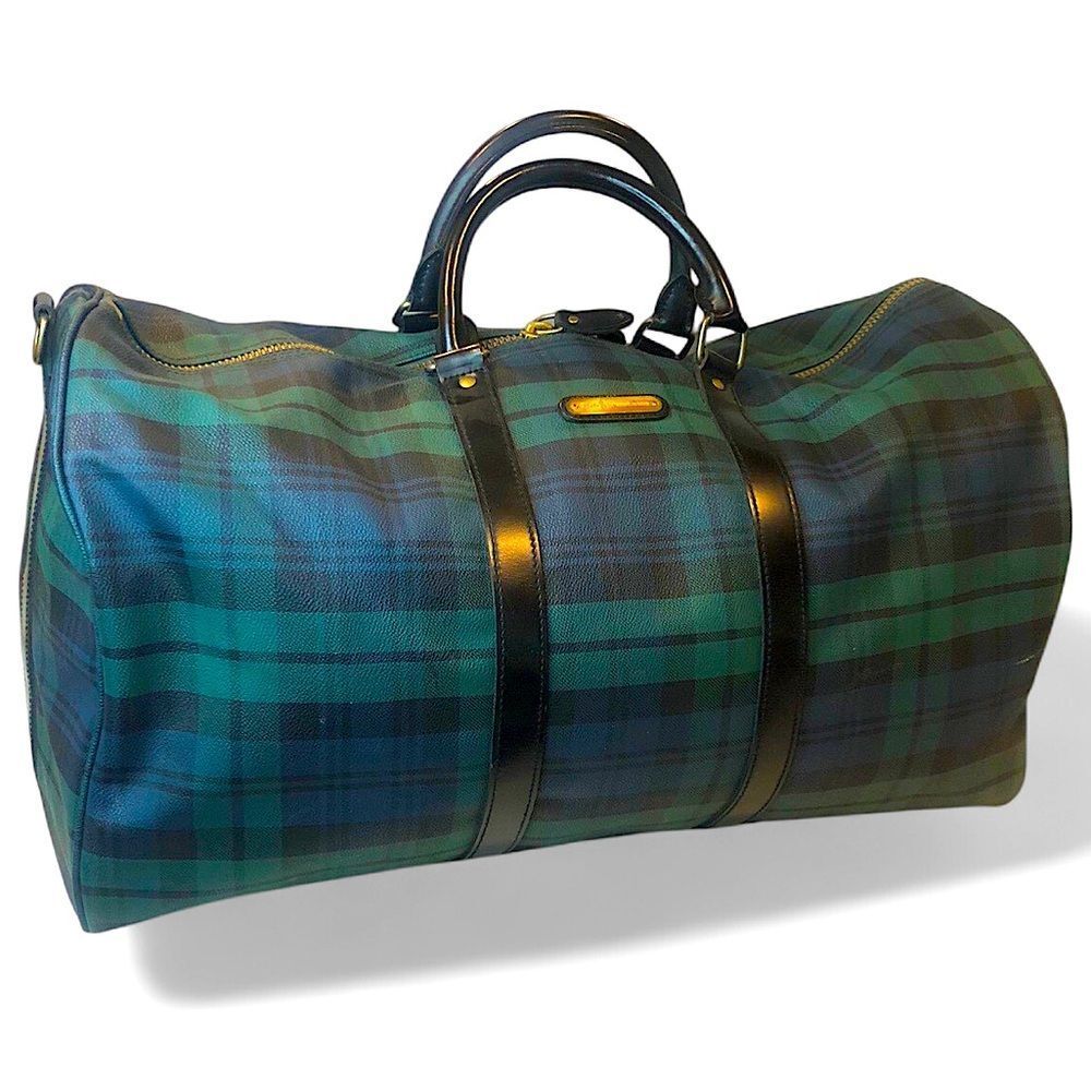 RALPH LAUREN Black Watch Plaid Boston Overnight School Camp Duffle Bag 55cm - Picture 7 of 17